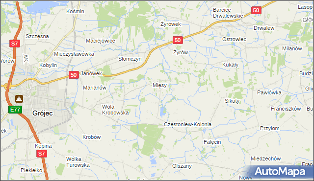 mapa Częstoniew, Częstoniew na mapie Targeo