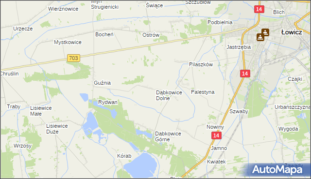 mapa Dąbkowice Dolne, Dąbkowice Dolne na mapie Targeo