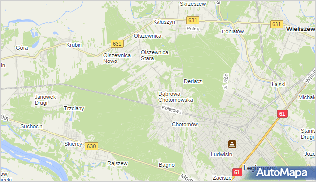 mapa Dąbrowa Chotomowska, Dąbrowa Chotomowska na mapie Targeo