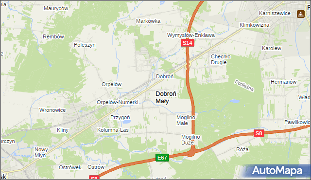 mapa Dobroń Mały, Dobroń Mały na mapie Targeo