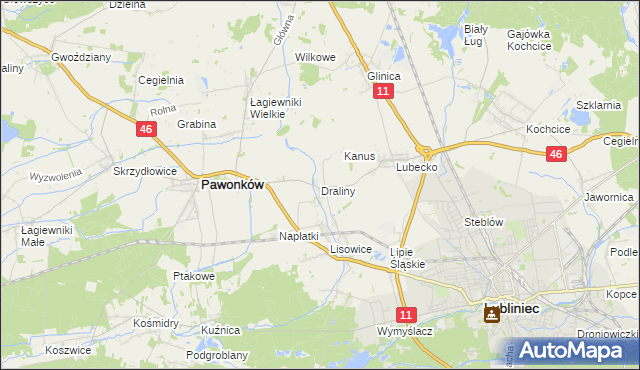 mapa Draliny, Draliny na mapie Targeo