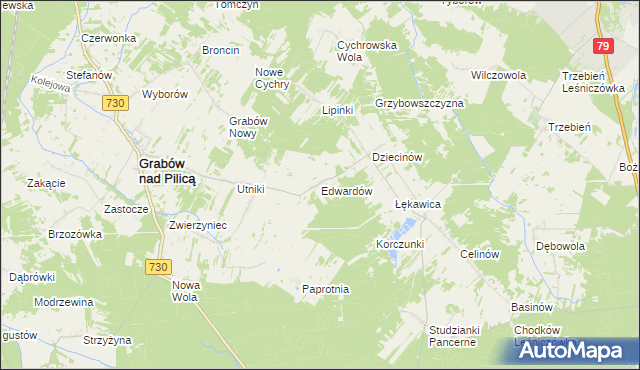 mapa Edwardów gmina Grabów nad Pilicą, Edwardów gmina Grabów nad Pilicą na mapie Targeo