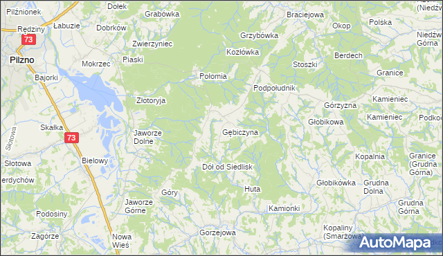 mapa Gębiczyna, Gębiczyna na mapie Targeo