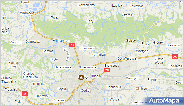 mapa Gorajowice, Gorajowice na mapie Targeo