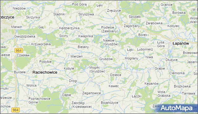 mapa Gruszów gmina Raciechowice, Gruszów gmina Raciechowice na mapie Targeo
