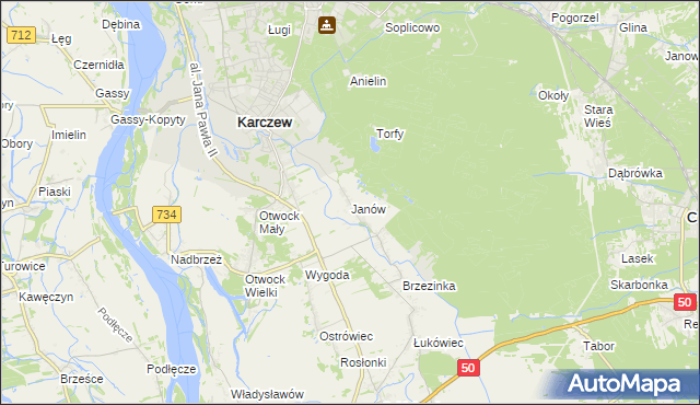 mapa Janów gmina Karczew, Janów gmina Karczew na mapie Targeo