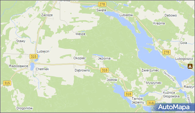 mapa Jeziorna gmina Nowa Sól, Jeziorna gmina Nowa Sól na mapie Targeo