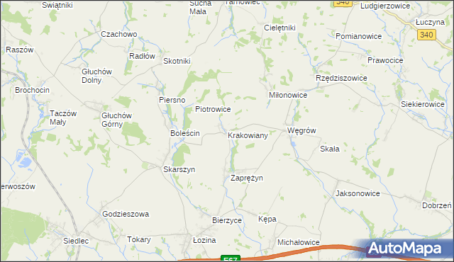 mapa Krakowiany gmina Długołęka, Krakowiany gmina Długołęka na mapie Targeo
