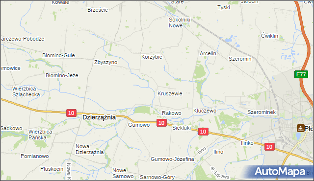 mapa Kruszewie, Kruszewie na mapie Targeo