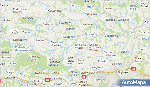 mapa Krużlowa Wyżna, Krużlowa Wyżna na mapie Targeo