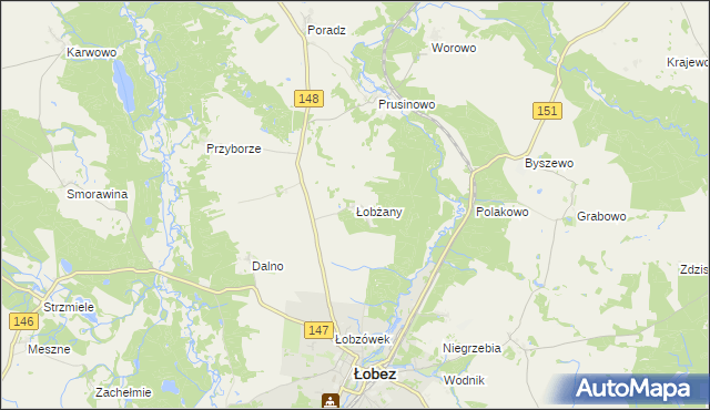 mapa Łobżany, Łobżany na mapie Targeo