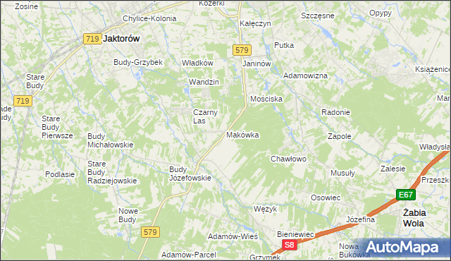 mapa Makówka gmina Grodzisk Mazowiecki, Makówka gmina Grodzisk Mazowiecki na mapie Targeo