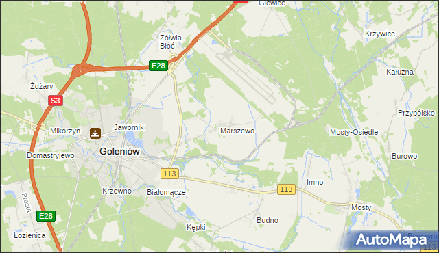 mapa Marszewo gmina Goleniów, Marszewo gmina Goleniów na mapie Targeo