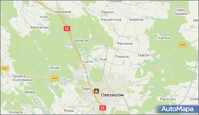 mapa Myje, Myje na mapie Targeo