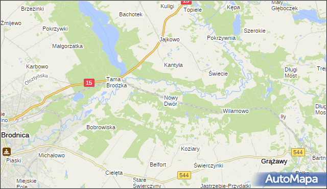 mapa Nowy Dwór gmina Brodnica, Nowy Dwór gmina Brodnica na mapie Targeo