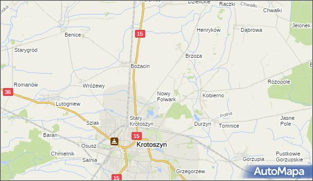 mapa Nowy Folwark gmina Krotoszyn, Nowy Folwark gmina Krotoszyn na mapie Targeo