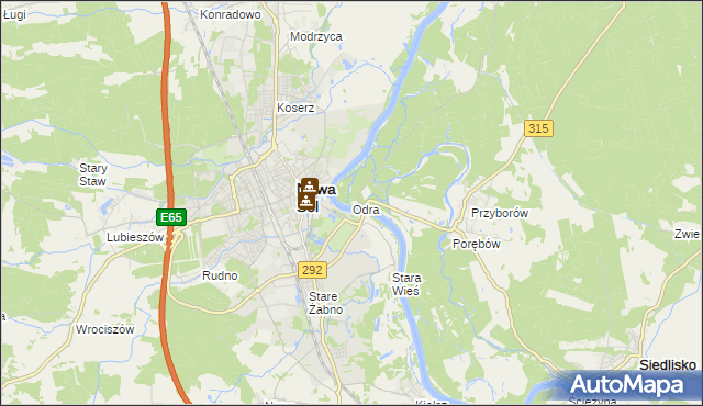 mapa Odra gmina Nowa Sól, Odra gmina Nowa Sól na mapie Targeo