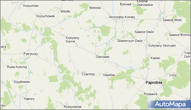 mapa Ostrówek gmina Repki, Ostrówek gmina Repki na mapie Targeo