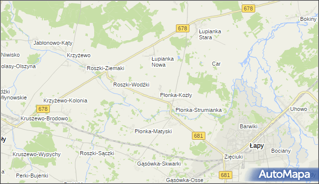 mapa Płonka-Kozły, Płonka-Kozły na mapie Targeo