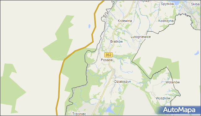 mapa Posada gmina Bogatynia, Posada gmina Bogatynia na mapie Targeo