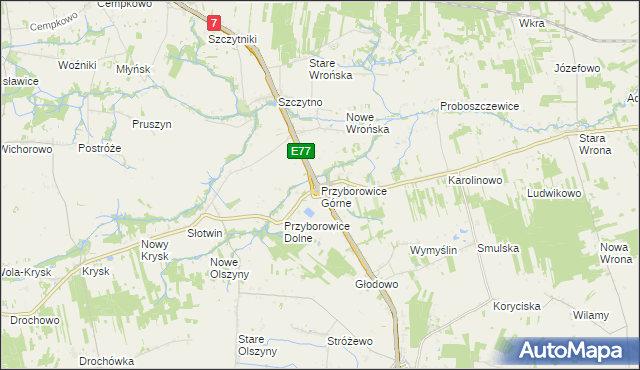 mapa Przyborowice Górne, Przyborowice Górne na mapie Targeo