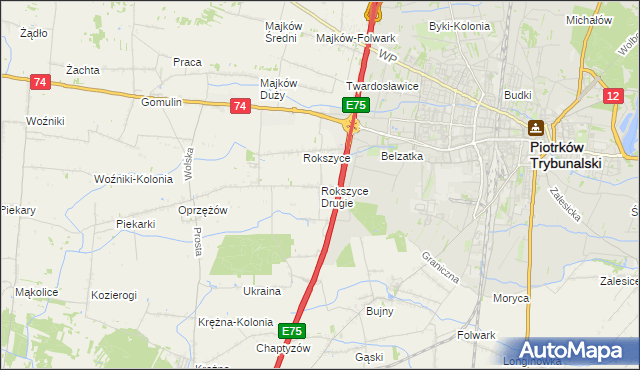 mapa Rokszyce Drugie, Rokszyce Drugie na mapie Targeo