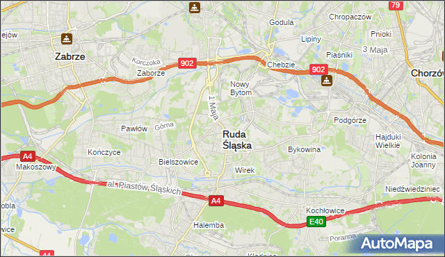 mapa Rudy Śląskiej, Ruda Śląska na mapie Targeo