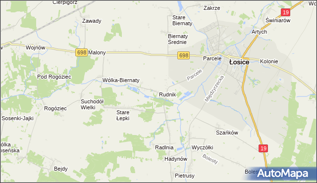 mapa Rudnik gmina Łosice, Rudnik gmina Łosice na mapie Targeo
