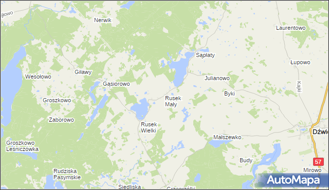 mapa Rusek Mały, Rusek Mały na mapie Targeo