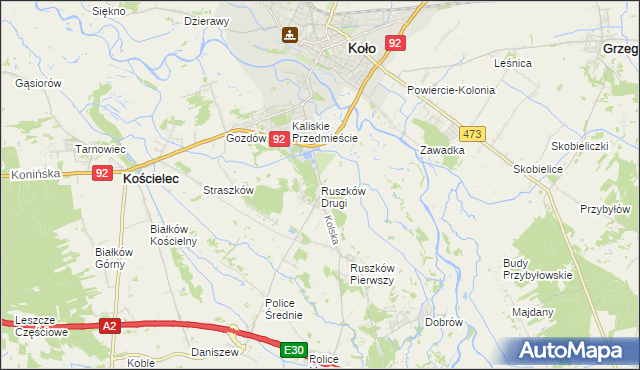 mapa Ruszków Drugi, Ruszków Drugi na mapie Targeo