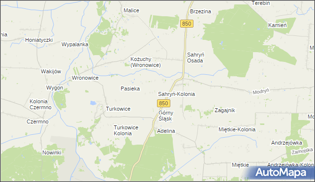 mapa Sahryń-Kolonia, Sahryń-Kolonia na mapie Targeo