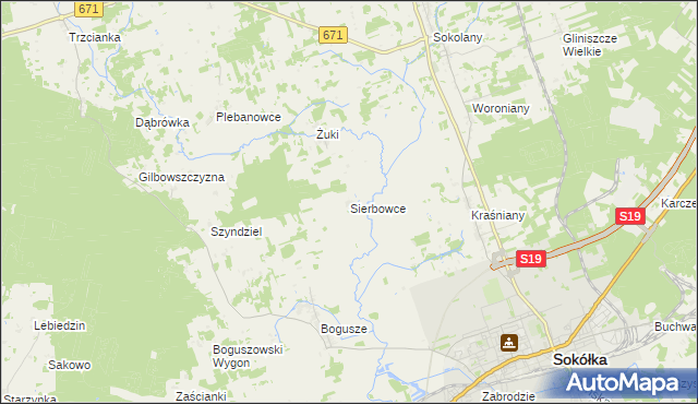 mapa Sierbowce, Sierbowce na mapie Targeo