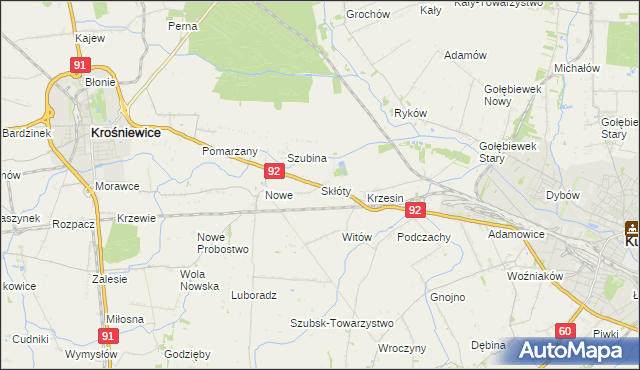 mapa Skłóty, Skłóty na mapie Targeo