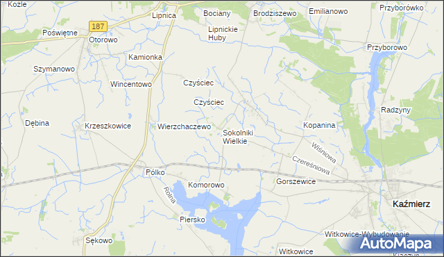 mapa Sokolniki Wielkie, Sokolniki Wielkie na mapie Targeo