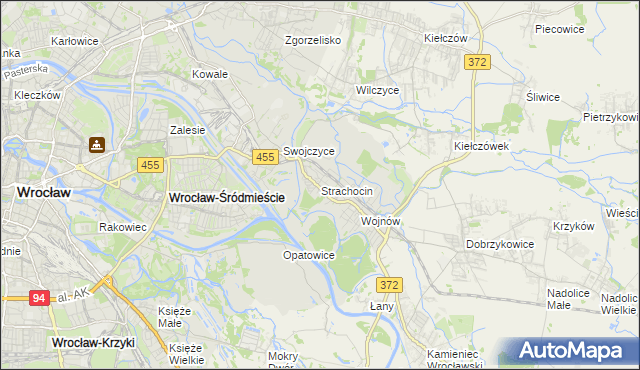 mapa Strachocin gmina Wrocław, Strachocin gmina Wrocław na mapie Targeo