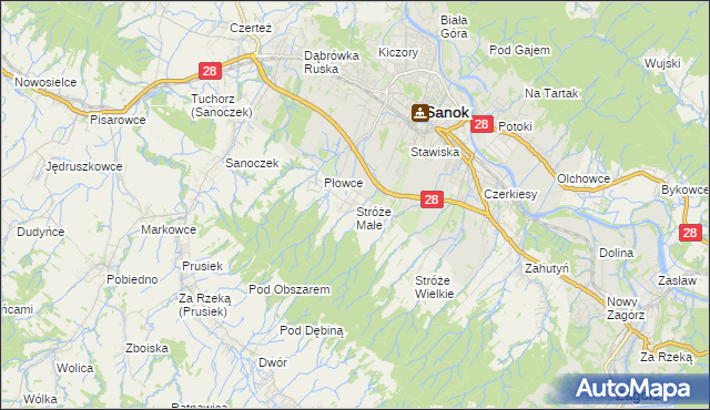 mapa Stróże Małe, Stróże Małe na mapie Targeo