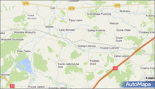mapa Szeligi-Leśnica, Szeligi-Leśnica na mapie Targeo
