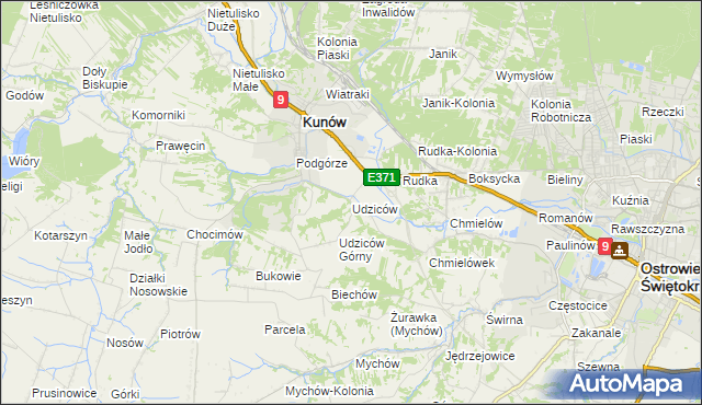 mapa Udziców, Udziców na mapie Targeo