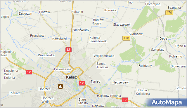 mapa Wojciechówka gmina Żelazków, Wojciechówka gmina Żelazków na mapie Targeo