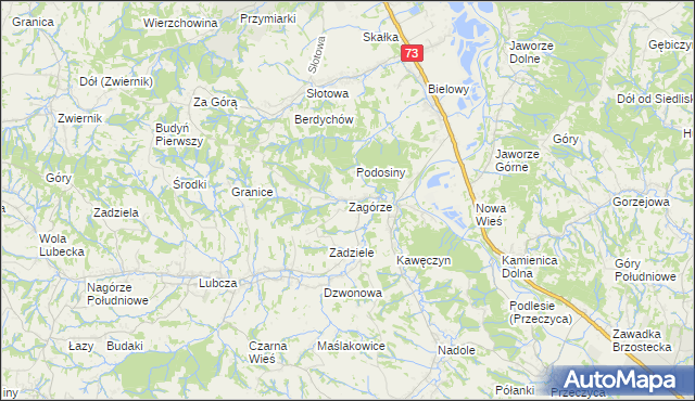 mapa Zagórze gmina Jodłowa, Zagórze gmina Jodłowa na mapie Targeo