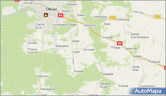 mapa Zimnodół, Zimnodół na mapie Targeo