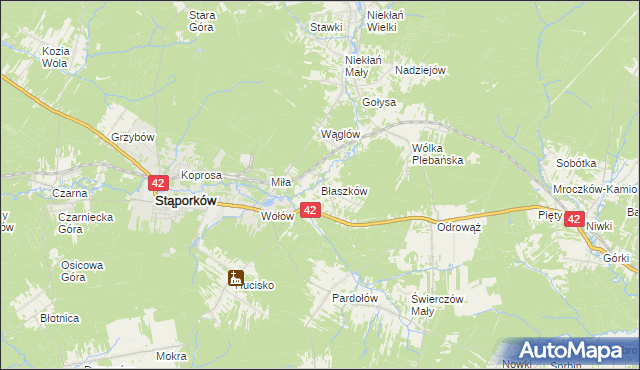 mapa Błaszków, Błaszków na mapie Targeo