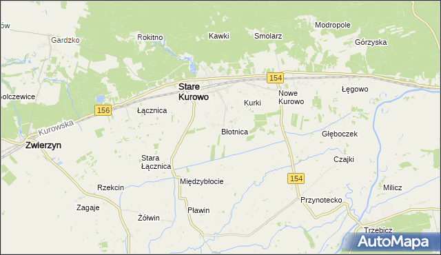 mapa Błotnica gmina Stare Kurowo, Błotnica gmina Stare Kurowo na mapie Targeo