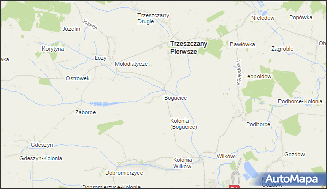 mapa Bogucice gmina Trzeszczany, Bogucice gmina Trzeszczany na mapie Targeo