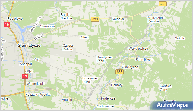 mapa Boratyniec Lacki, Boratyniec Lacki na mapie Targeo