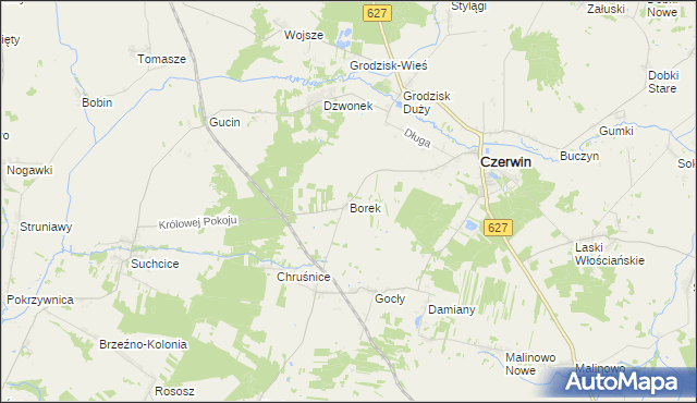 mapa Borek gmina Czerwin, Borek gmina Czerwin na mapie Targeo