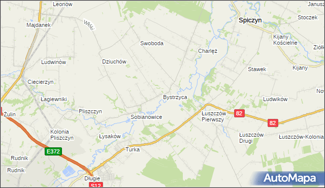 mapa Bystrzyca gmina Wólka, Bystrzyca gmina Wólka na mapie Targeo