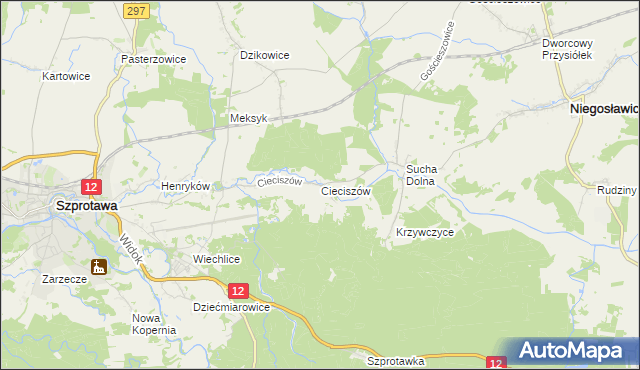 mapa Cieciszów, Cieciszów na mapie Targeo