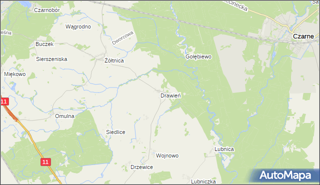 mapa Drawień, Drawień na mapie Targeo