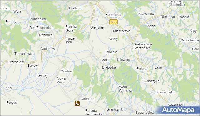 mapa Górki gmina Brzozów, Górki gmina Brzozów na mapie Targeo